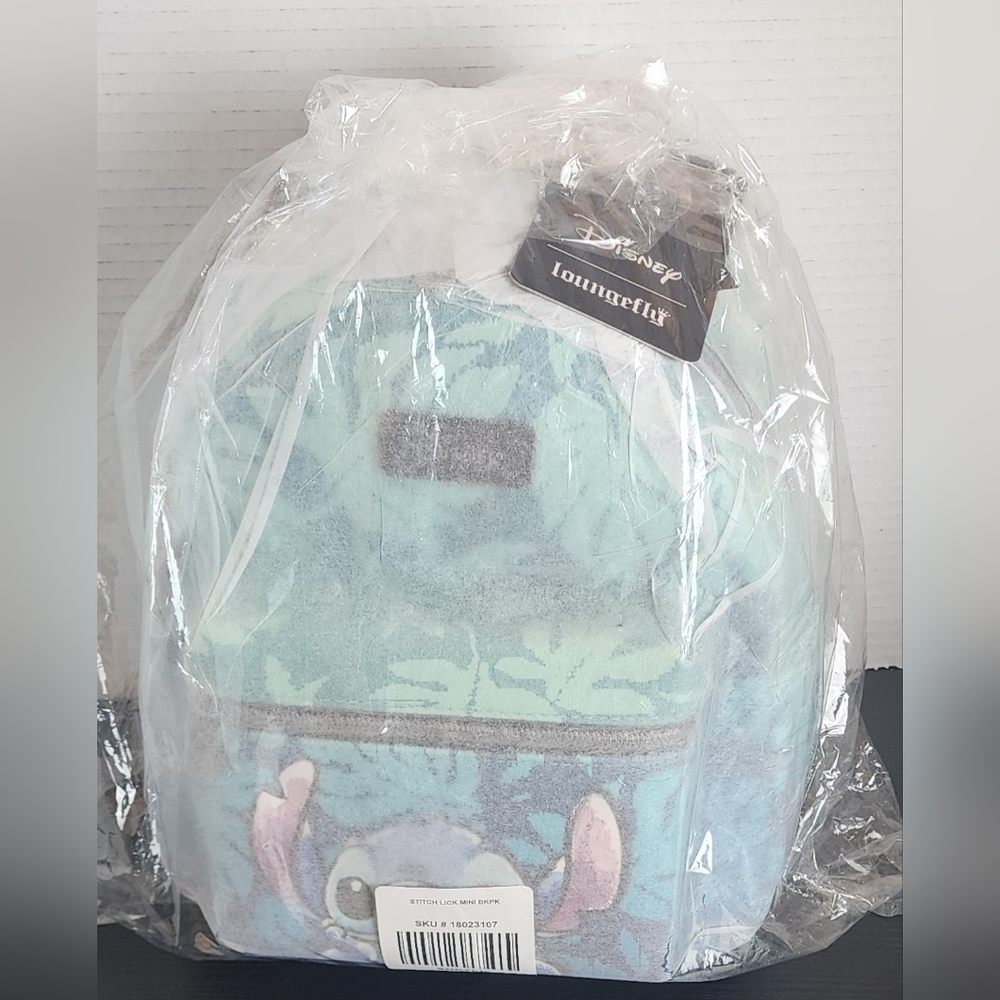 Loungefly Disney Lilo & Stitch Blue Tropical Leaves Mini Backpack New with Tags
